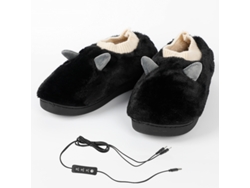 Calentador de pies eléctrico, pantuflas de felpa con calefacción por USB y 3 ajustes de temperatura Cuich (negro 42 43)
