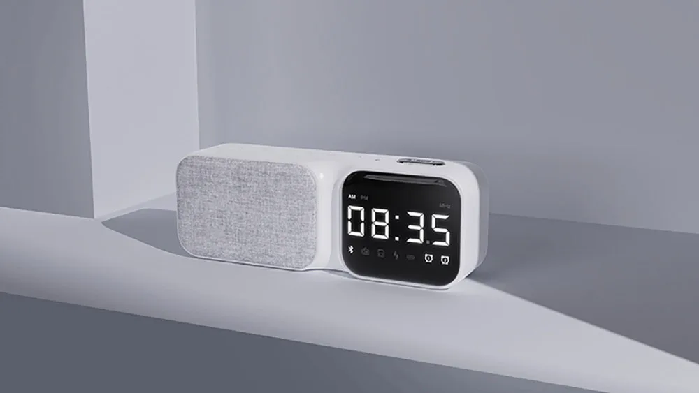 (blanco) Radio Fm Portátil - Bluetooth - Reloj Despertador - Pantalla Led - Soporte Para Llamadas Manos Libres - Reproducción De Tarjeta Aux/tf