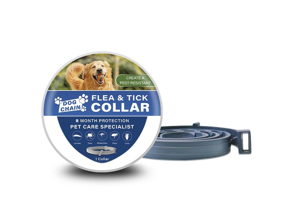 (70 Cm Para Cães) Colar De Pulga-carrapatos-cadeia – 8 Meses De Proteção – Eficaz Contra 5 Tipos De Parasitas