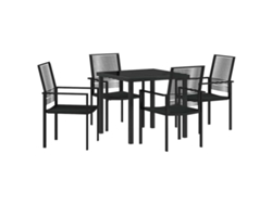 Conjunto De Comedor De Jardín 5 Uds | Mueble De Jardín Negro