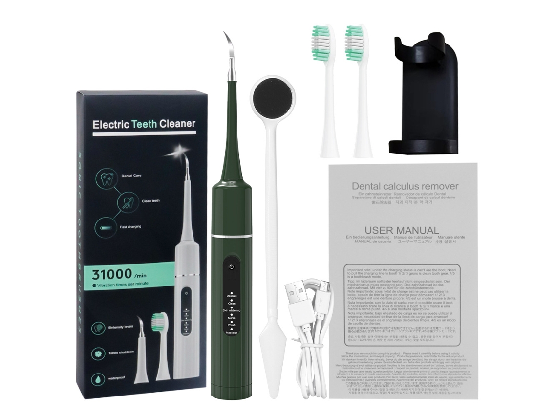 Irrigador Bucal Eléctrico Portátil Para Eliminar El Sarro Dental Limpiador De Dientes Verde Gertiz