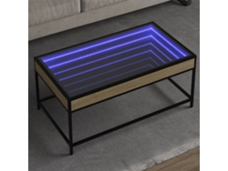 Mesa de centro HARLANV1 con luces LED Infinity, 90x50x41 cm, roble Sonoma.