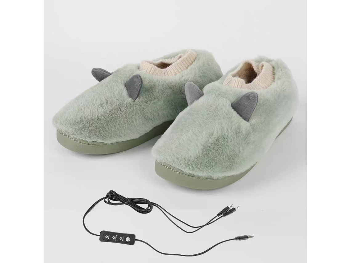 Calentador de pies eléctrico, pantuflas de felpa con calefacción por USB y 3 ajustes de temperatura Cuich (verde 36 37)