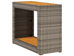 Mesa auxiliar de jardín con tablero de madera 100x40x75 cm Patas de mimbre gris MAISON EXCLUSIVE