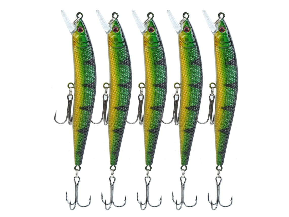 5 Piezas De Señuelos Artificiales Minnow Long Shot Con Triple Anzuelo Para Pesca 1