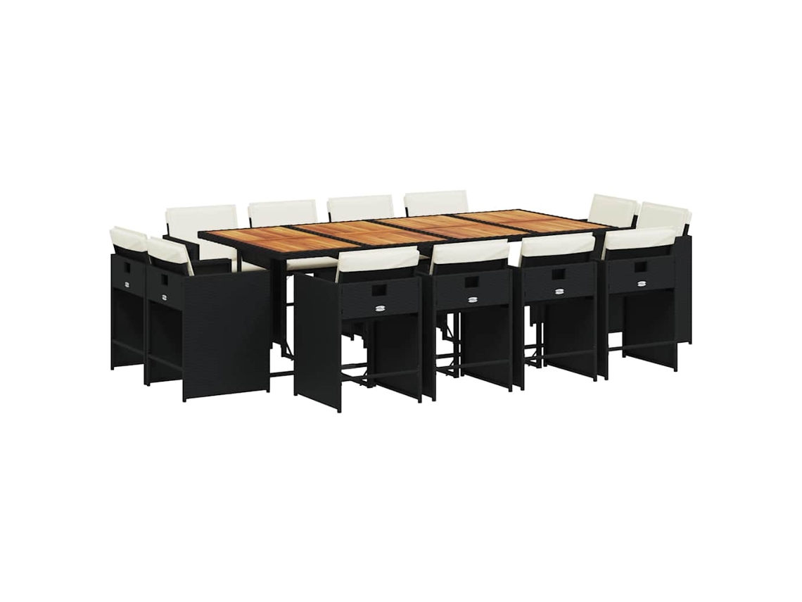 Maison Exclusive - Set Comedor De Jardín Con Cojines 13 Pzas Ratán Sintético Negro