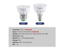 Lámpara Led De Cultivo Para Plantas De Interior, Espectro Rojo Y Azul, Casquillo E14, Para Plántulas, Suculentas, Flores, Hortalizas E Invernadero, 220 V