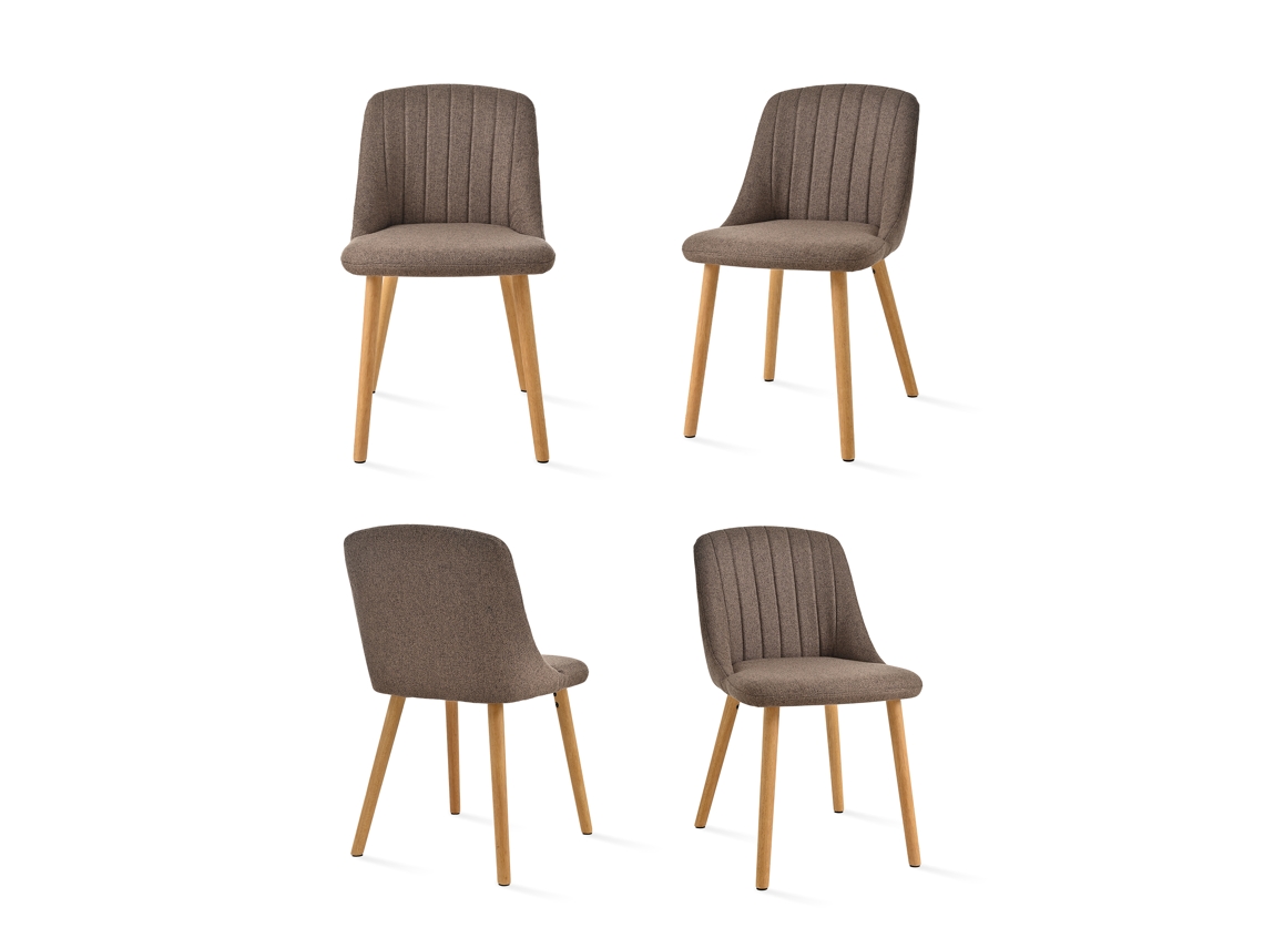 Sillas De Comedor Goeurvant 993(pack De 4, Marrón Moca, Tela)