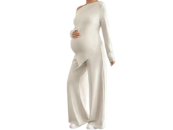 Conjunto De Dos Piezas Para Mujer Premamá, Incluye Top Y Pantalón Blanco, Talla L. Panoona