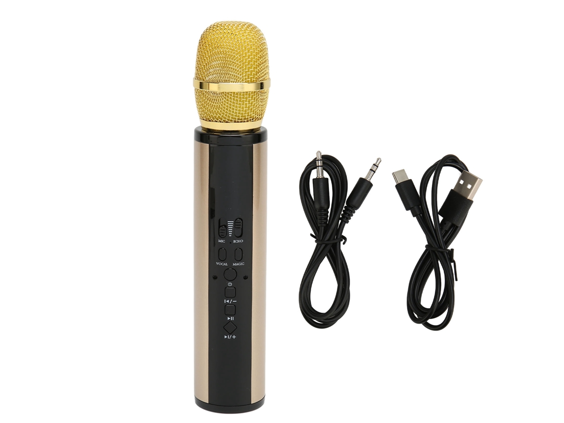 Micrófono Inalámbrico Bluetooth Portátil Con Reducción De Ruido Para Grabadora De Karaoke - Dorado