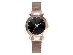 Reloj De Pulsera De Aleación Para Mujer Con Correa De Malla, Cuarzo, Estilo Casual, Oro Rosa.