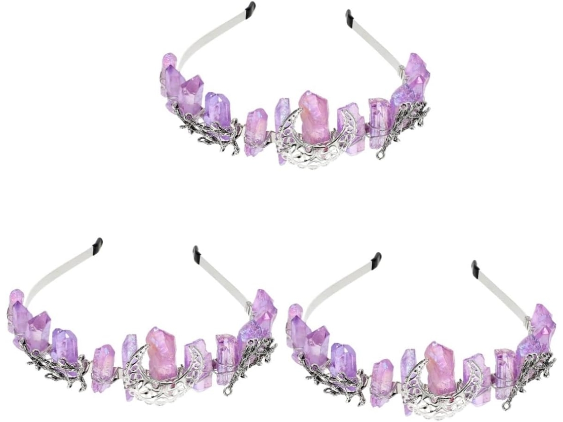 Corona De Cristal Arcoíris De 3 Piezas Con Luna Para Fiestas: Elegante Accesorio Para Mujeres Y Niñas.