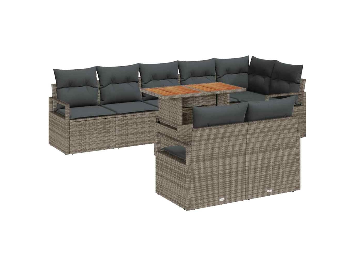 Maison Exclusive - Conjunto De Sofá De Jardín Con Cojín Manual 9 Pcs Gris Y Marrón