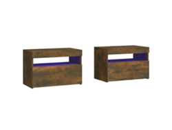 Juego de 2 mesitas de noche con LED, roble ahumado, 60x35x40 cm, MAISON EXCLUSIVE