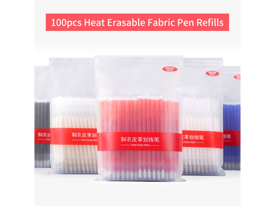 100 bolígrafos recargables de tinta termoadhesiva, marcadores textiles, para costura, bordado y sastrería.