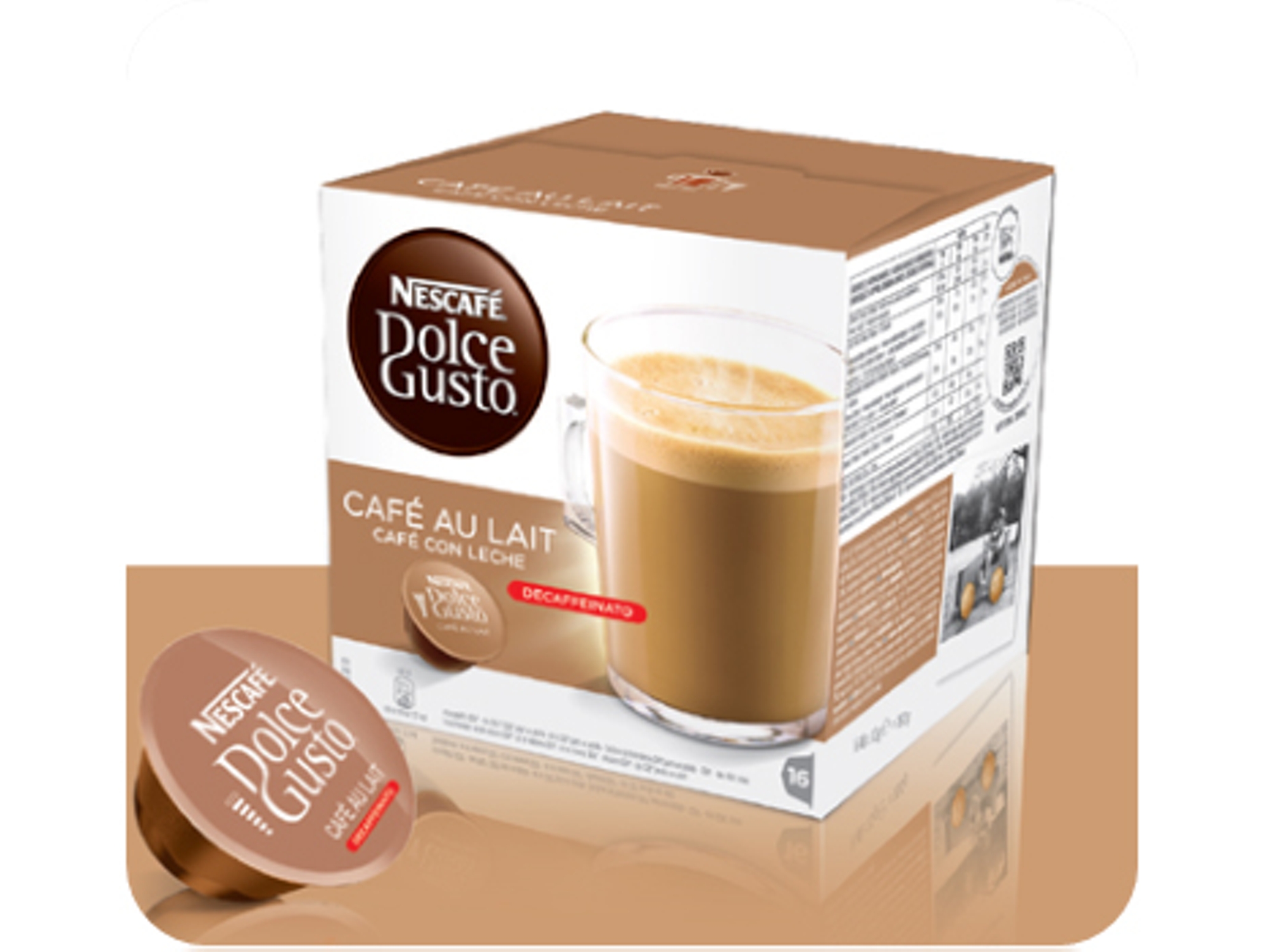 Cápsulas DOLCE GUSTO Cafe con Leche Descafeinado
