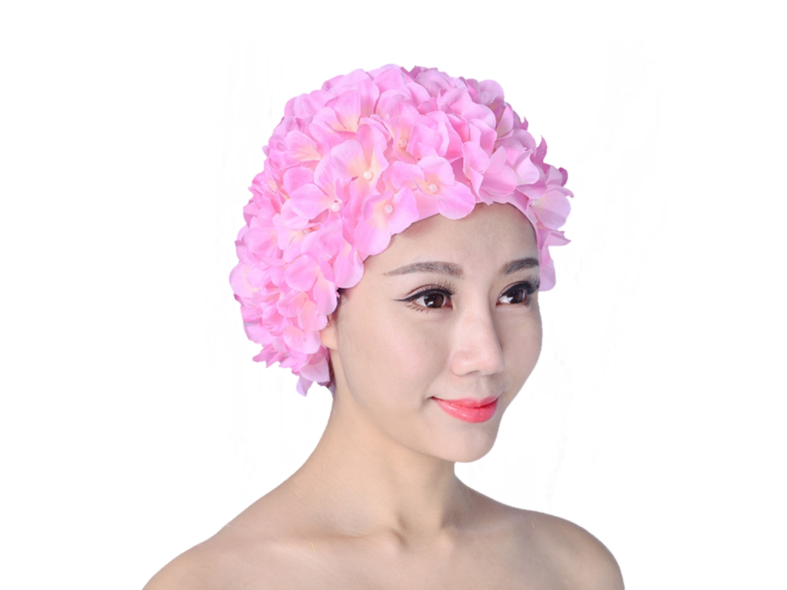 Elegante gorro de ducha con flores 3D para mujer, hecho a mano, estilo retro, para piscina y parque acuático, para cabello corto o largo.