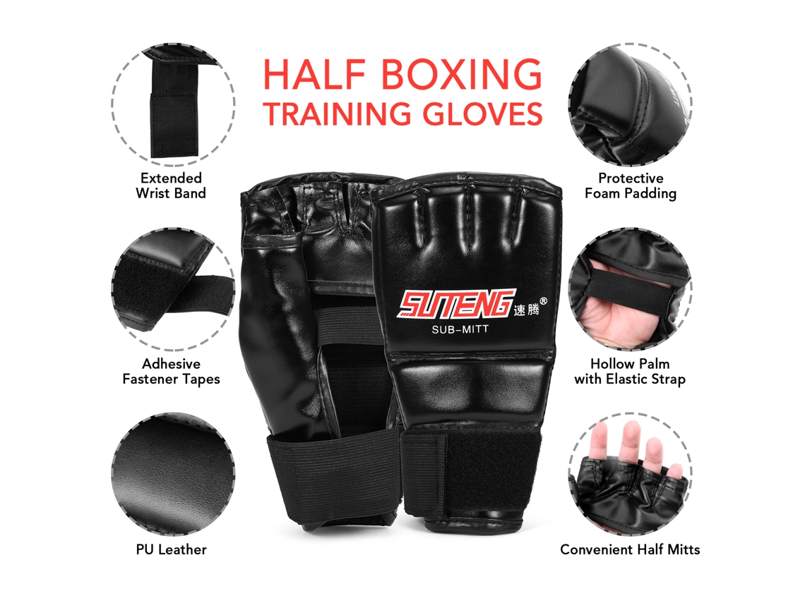 Junli-guantes De Boxeo De Cuero Sintético Para Entrenamiento De Artes Marciales, Color Rojo