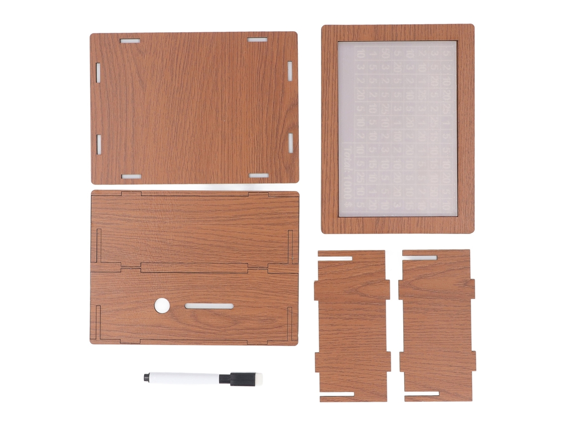 Hucha de madera Meta de 1000 USD para niños