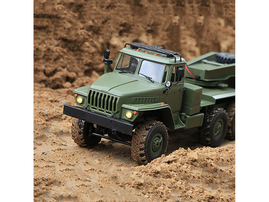 Una Batería wpl B36-3 Ural 1/16 2.4g 6wd Rtr Coche Rc Camión Militar Con Remolque Modelos De Vehículos Todoterreno Juguete Control Proporcional