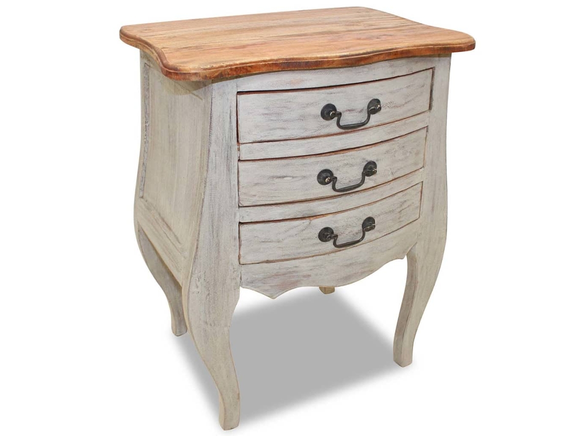 Mesita de Noche en Madera Maciza Recuperada 48X35X64 Cm