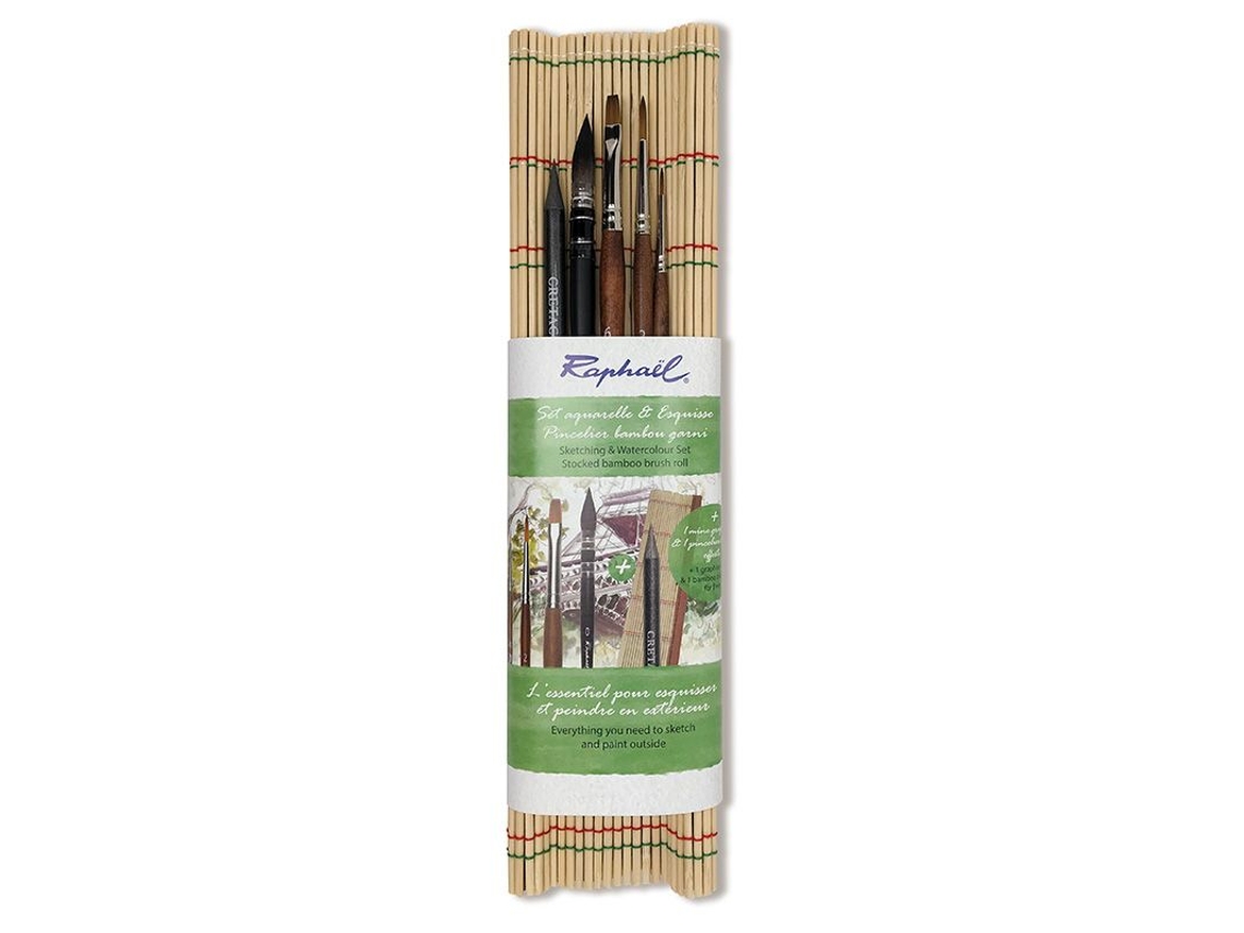 Set de 4 Pinceles de Bambú + 1 Monolito de Acuarela Sennelier