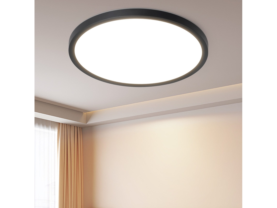 Zmh Plafón Led Redonda Moderna Negra De 30 X 30 Cm Para Interior