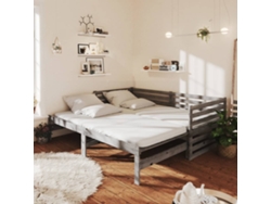 Sofá Cama Extraíble Madera Maciza De Pino Gris 2x(90x200) Cm
