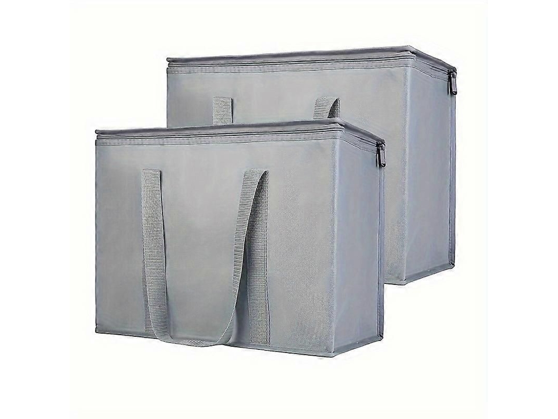 Juego de 2 bolsas térmicas plegables XXL con cremallera, resistentes e ideales para la compra y entregas a domicilio. Diseño de GOKOCO.