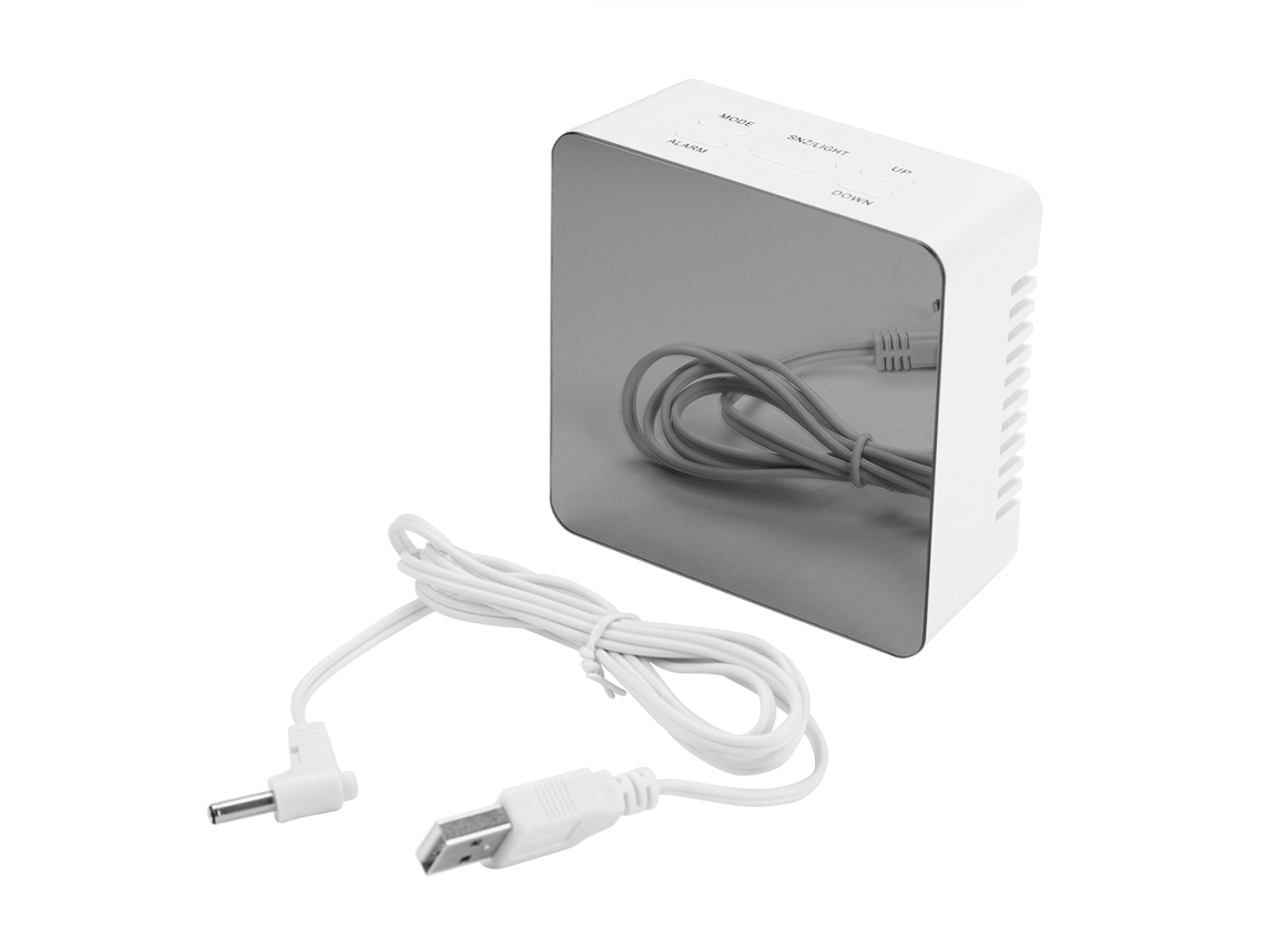 Relógio Espelho Led Digital 12/24h Luz Noturna Alarme Snooze Tela Temperatura Usb Bateria