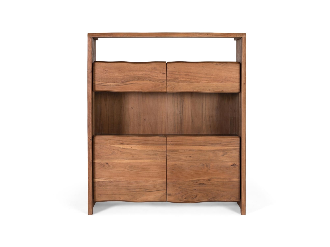Aparador en madera maciza de acacia, diseño natural y cristal.