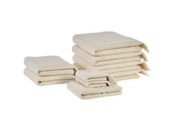 Conjunto de 9 toallas BELIANI Atiu de Algodón Beige 70x1x140