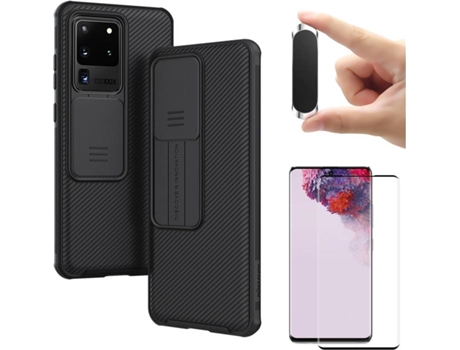 Carcasa, Protector y Soporte Samsung S20 Ultra Nillkin Camshield Negro