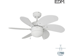 Ventilador de Techo EDM MODELO Aral Blanco 50W 76 Cm