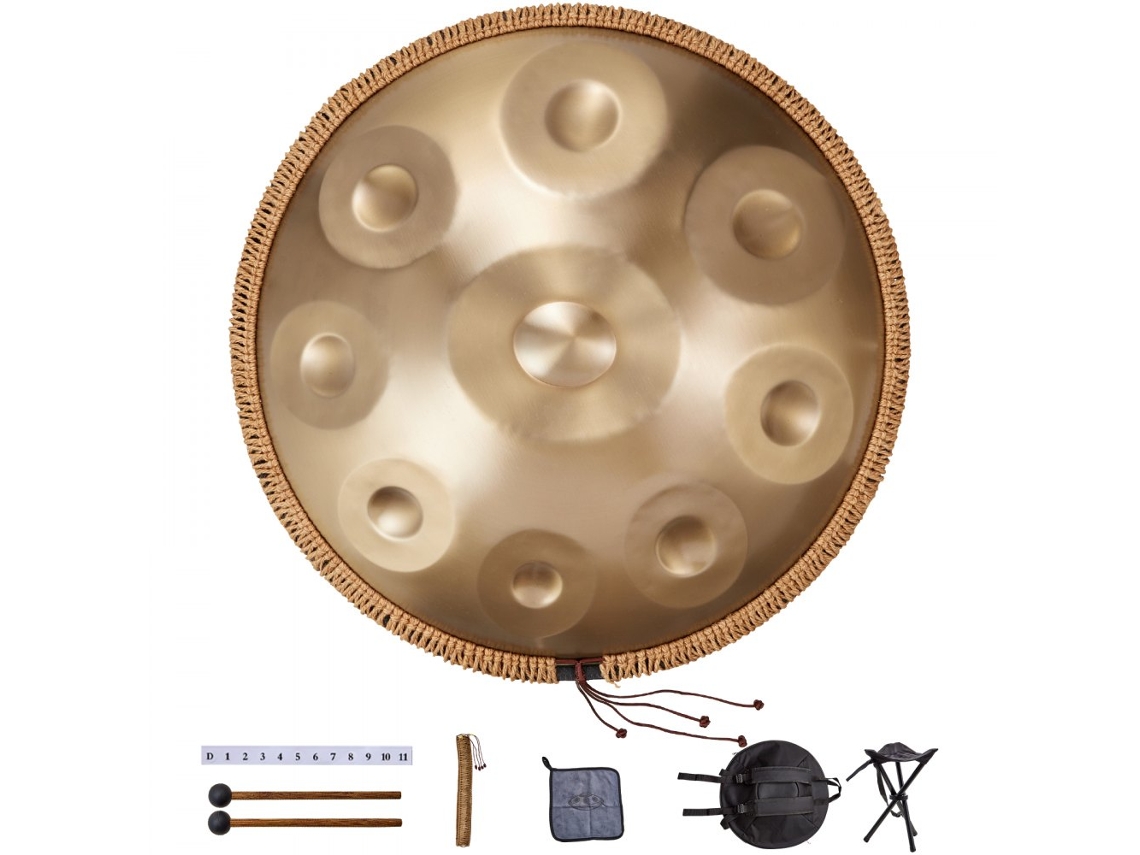 Handpan En Acero Dorado 550mm Con 9 Notas Afinadas En Re Menor Ideal Para Principiantes Y Relajación Tekmaquinas