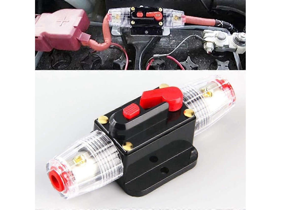 Disyuntor De Coche 12v-24v Dc, Protección Manual De Reset, Fuse De Audio En Línea 80a Para Coches, Barcos, Caravanas Y Sistemas Solares