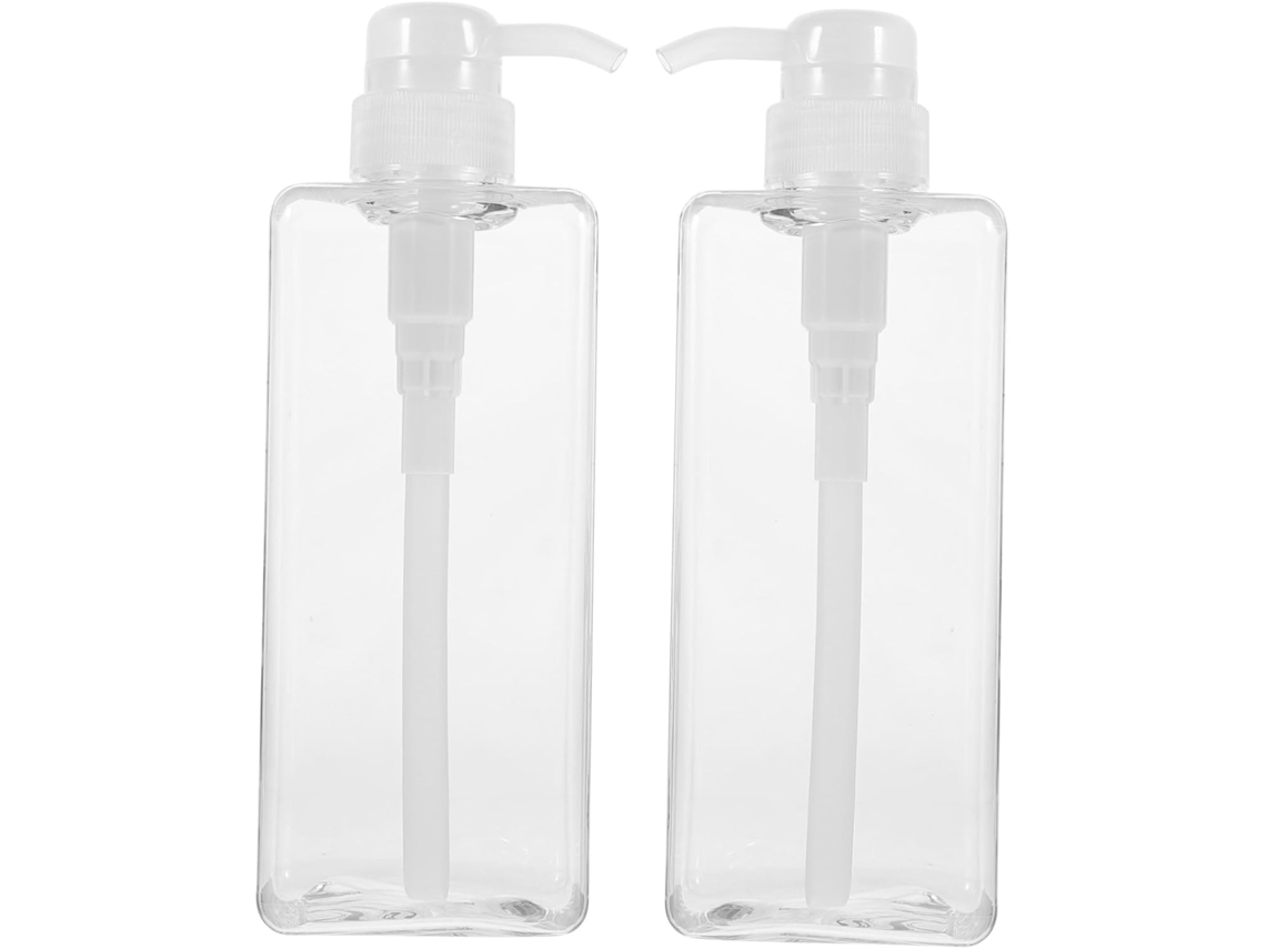 Conjunto De 2 Frascos Transparentes Com Bomba Dosadora Para Líquidos, Recarregáveis.