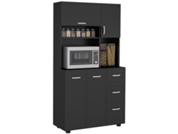 Mueble de cocina con 4 puertas y 3 cajones, negro, sin marca.