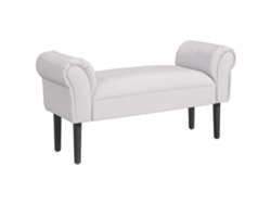 Banco tapizado para recibidor de dormitorio, tela de lona, gris, 102 x 36 x 51 cm
