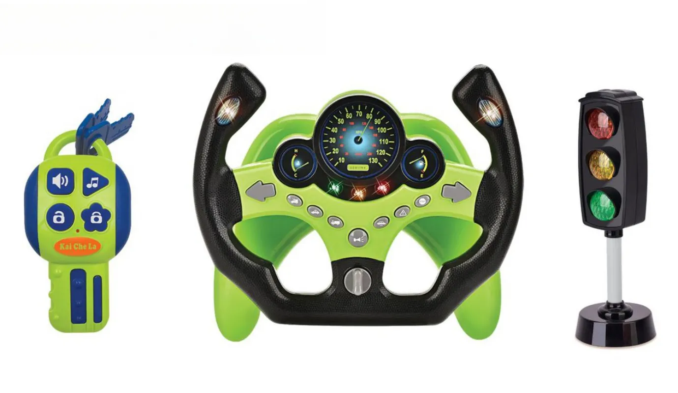 Volante Juguete Infantil Chrui Para Asiento Trasero Con Llave Y Luz (verde)