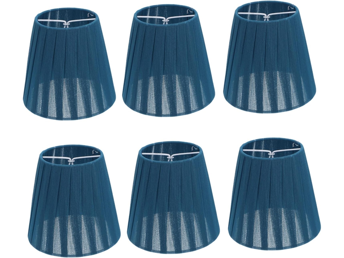 Juego De 6 Lámparas De Mesa De Tela Azul Suave