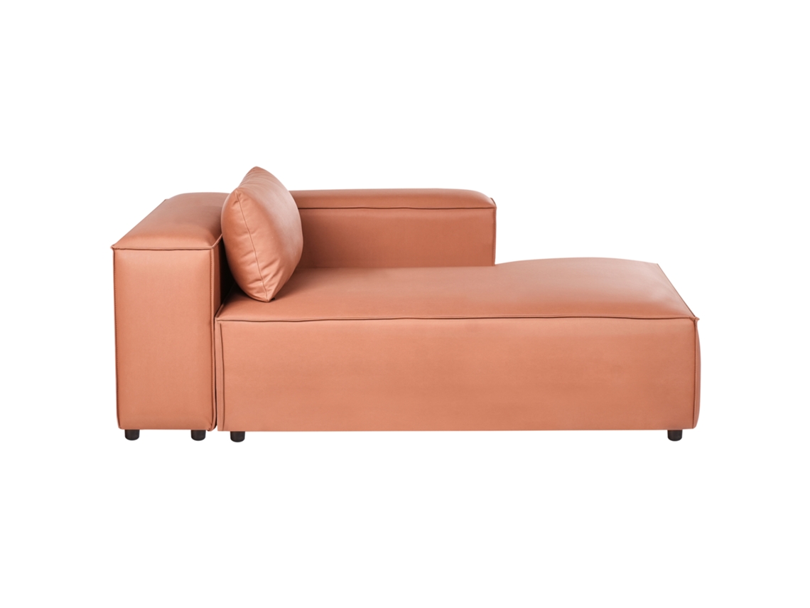 Chaise longue izquierda Beliani Brande de piel ecológica vegana marrón (121 x 184 x 70 cm)