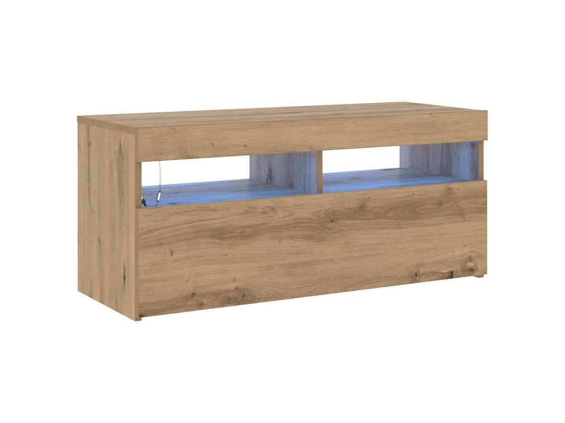 Maison Exclusive - Mueble De Tv Luces Led Madera Roble Artisan 90x35x40 Cm