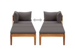 Tumbona | Tumbona De Exterior | Silla Con 1 Reposabrazos Gris Oscuro Madera Maciza Acacia Wsd514977