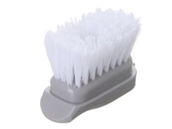 Escova de cozinha hidráulica automática Jinwei com recipiente para líquidos macios, cabo longo e clipe, ideal para panelas, pratos e utensílios de cozinha.