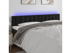 Cabecero Con Led De Terciopelo Negro 180x5x78/88 Cm