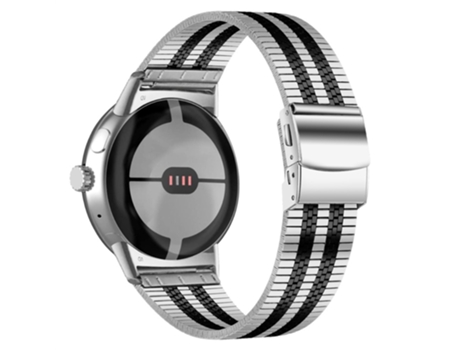 Correa de acero inoxidable 5 cuentas para Google Pixel Watch - plata/negro