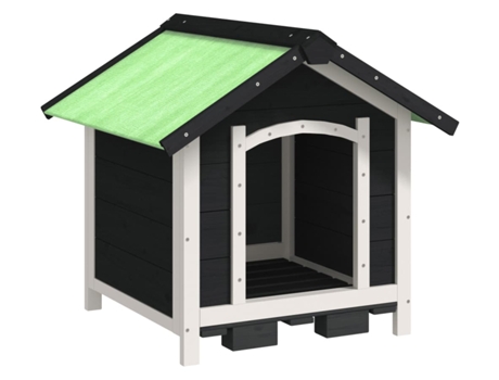 Caseta para perros madera maciza de pino gris (65x65x61,5 cm)