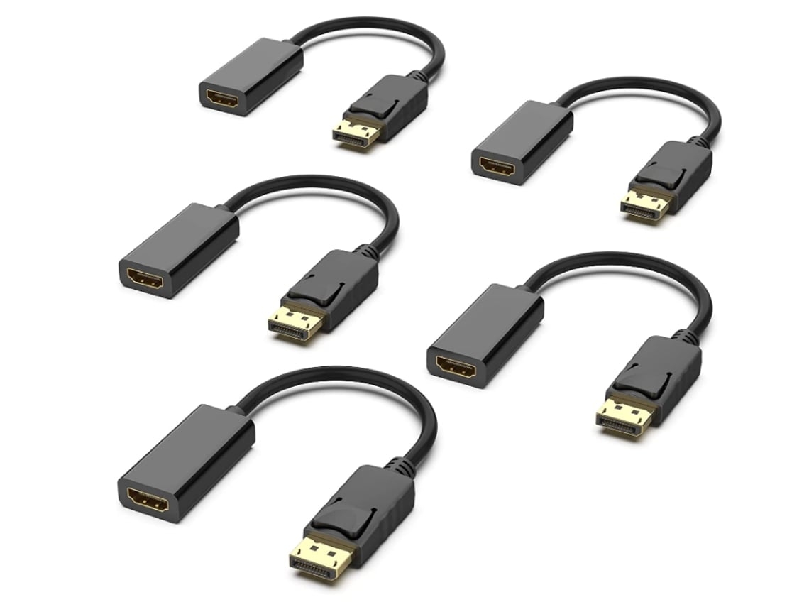 Adaptador Displayport a HDMI Pack de 5 Dp Display Port Convertidor HDMI Macho a Hembra con Audio Negro DIGITALLAB
