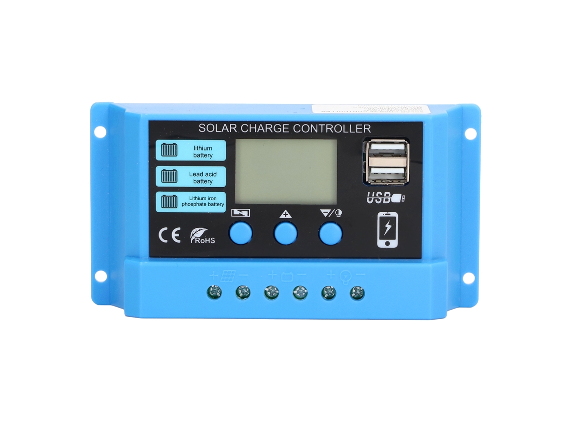 Controlador De Carga Solar De 30 A Con Doble Salida Usb Pwm Para Baterías De 12 V/24 V.
